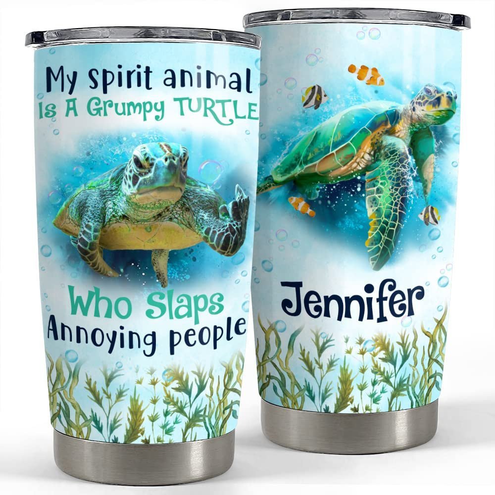 Personalized grumpy turtle tumbler spirit funny for animal lover Personalized Tumbler