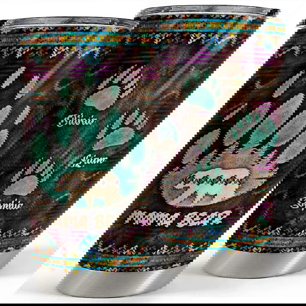 Personalized mama bear mom tumbler native american print mother gifts Personalized Tumbler
