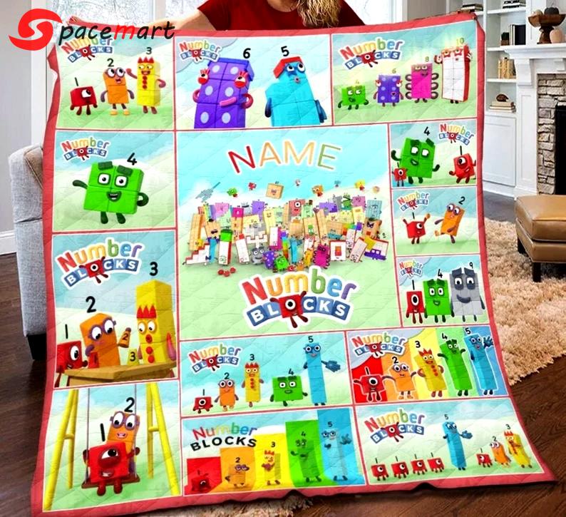 Personalized numberblocks blanket, numberblocks fleece blanket, numberblocks kids songs blanket, birthday gifts, christmas gift for kids Quilt Blanket
