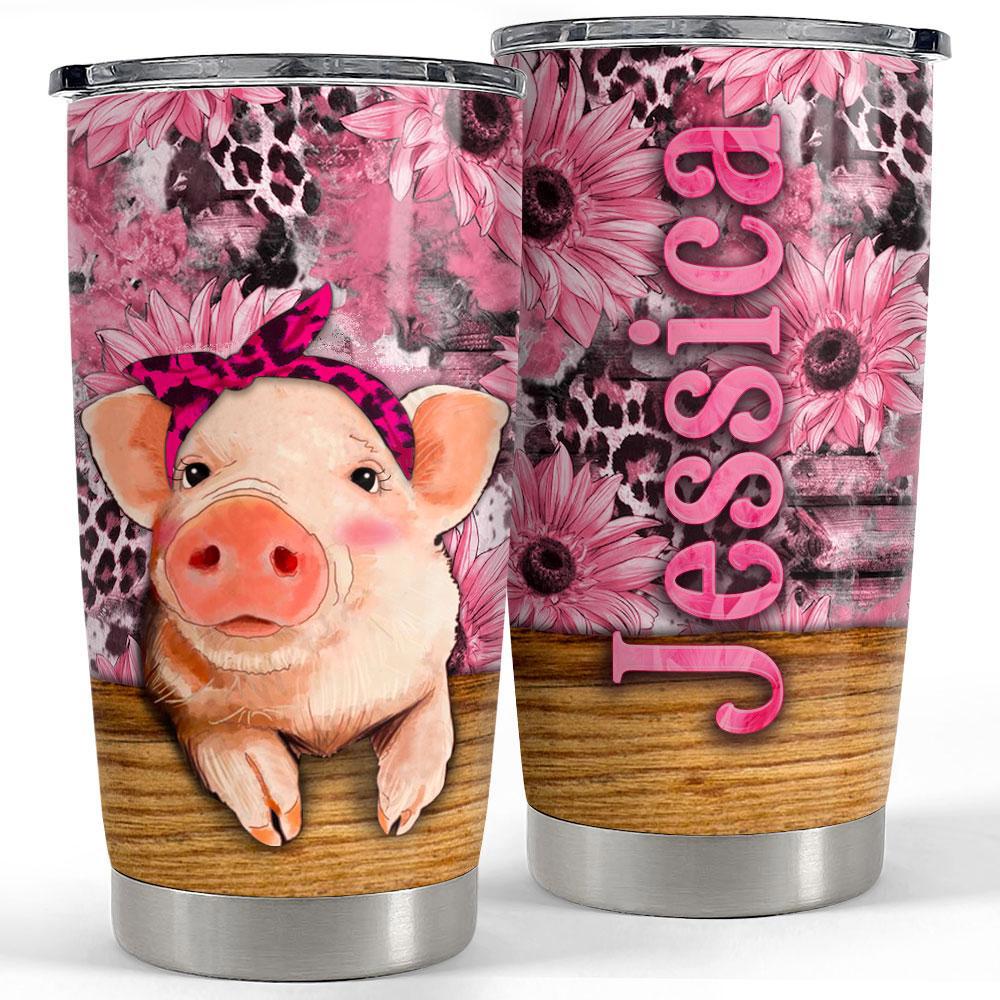 Personalized pig tumbler with customize name western art Personalized Tumbler