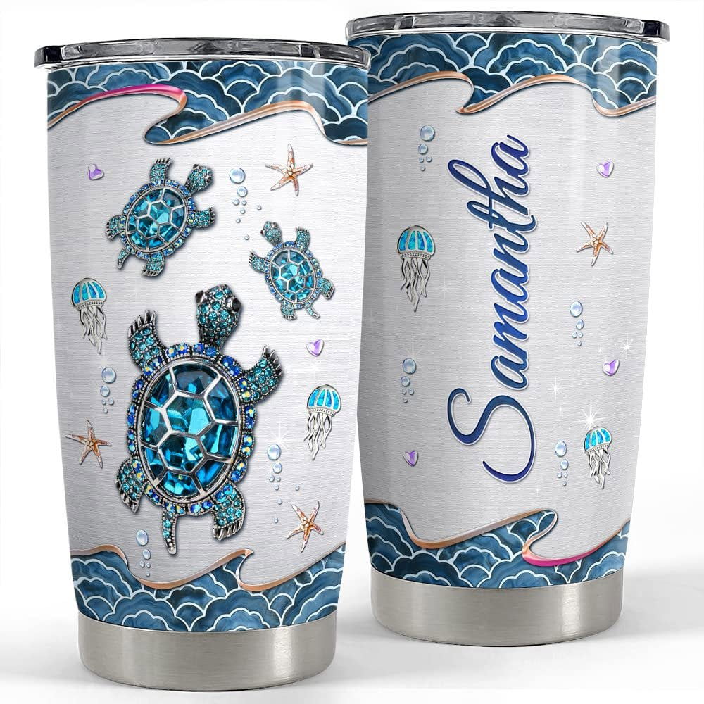 Personalized sea turtle tumbler turtles jewelry style for animal lover Personalized Tumbler