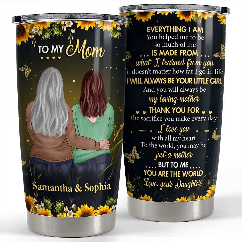 Personalized tumbler for mom from daughter sunflower gift for mama Personalized Tumbler