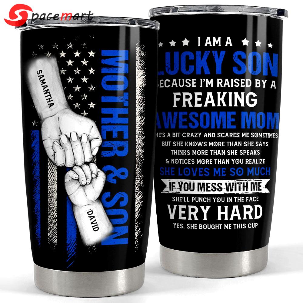 Personalized tumbler for mom from son with customize name Personalized Tumbler