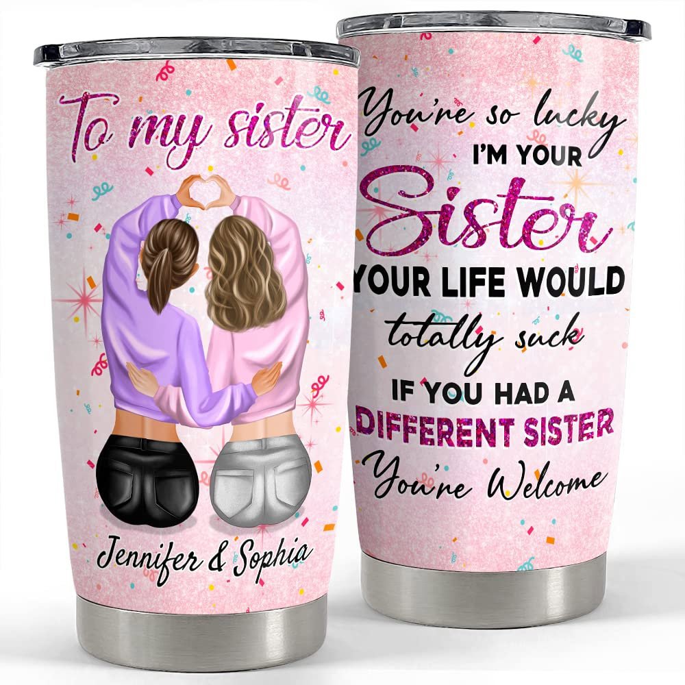 Personalized tumbler funny gifts for sister bestie Personalized Tumbler