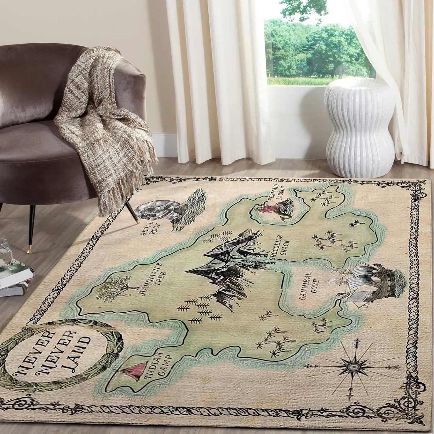Peter pan area rugs neverland map living room carpet disney inspired rug Rectangle Rug