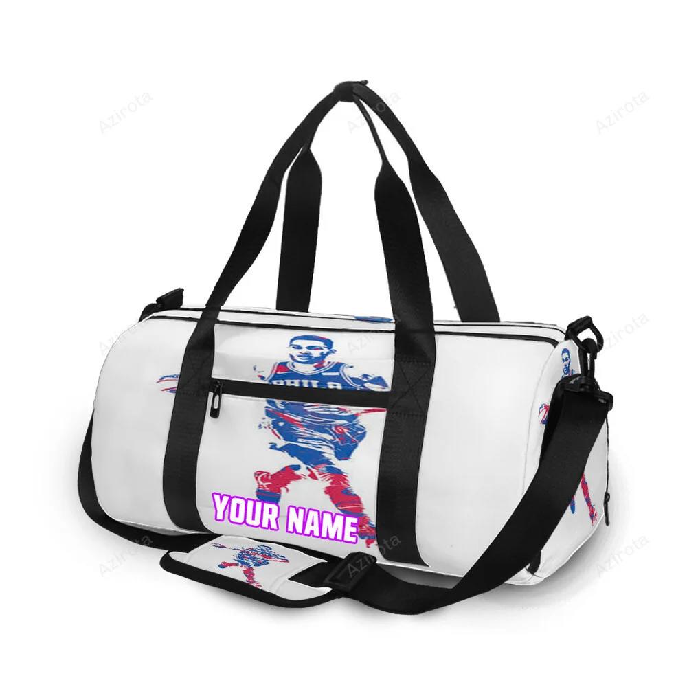 Philadelphia 76ers ben simmons blue red art personalized name travel bag gym bag 2184 Travel Bag