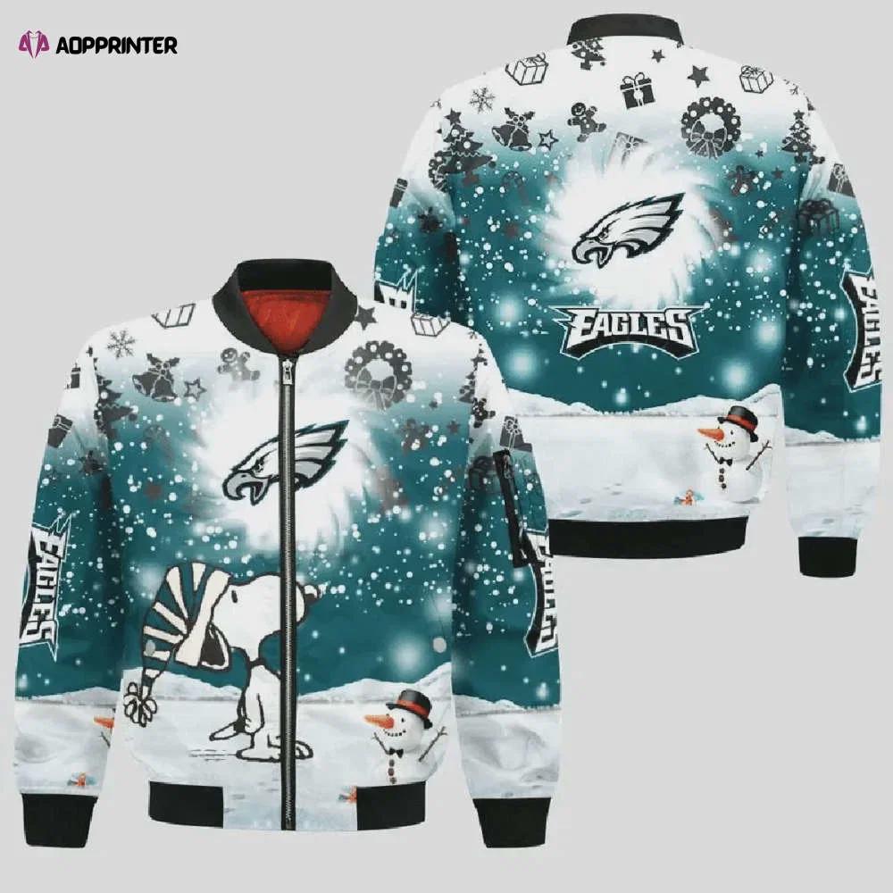 Philadelphia eagles logo & snoopy pattern bomber jacket Bomber Jacket
