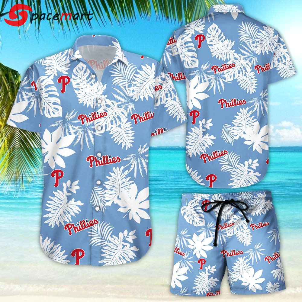 Philadelphia phillies tropical flower short sleeve hawaiian shirt Hawaii Shirt Shorts & Flip Flops