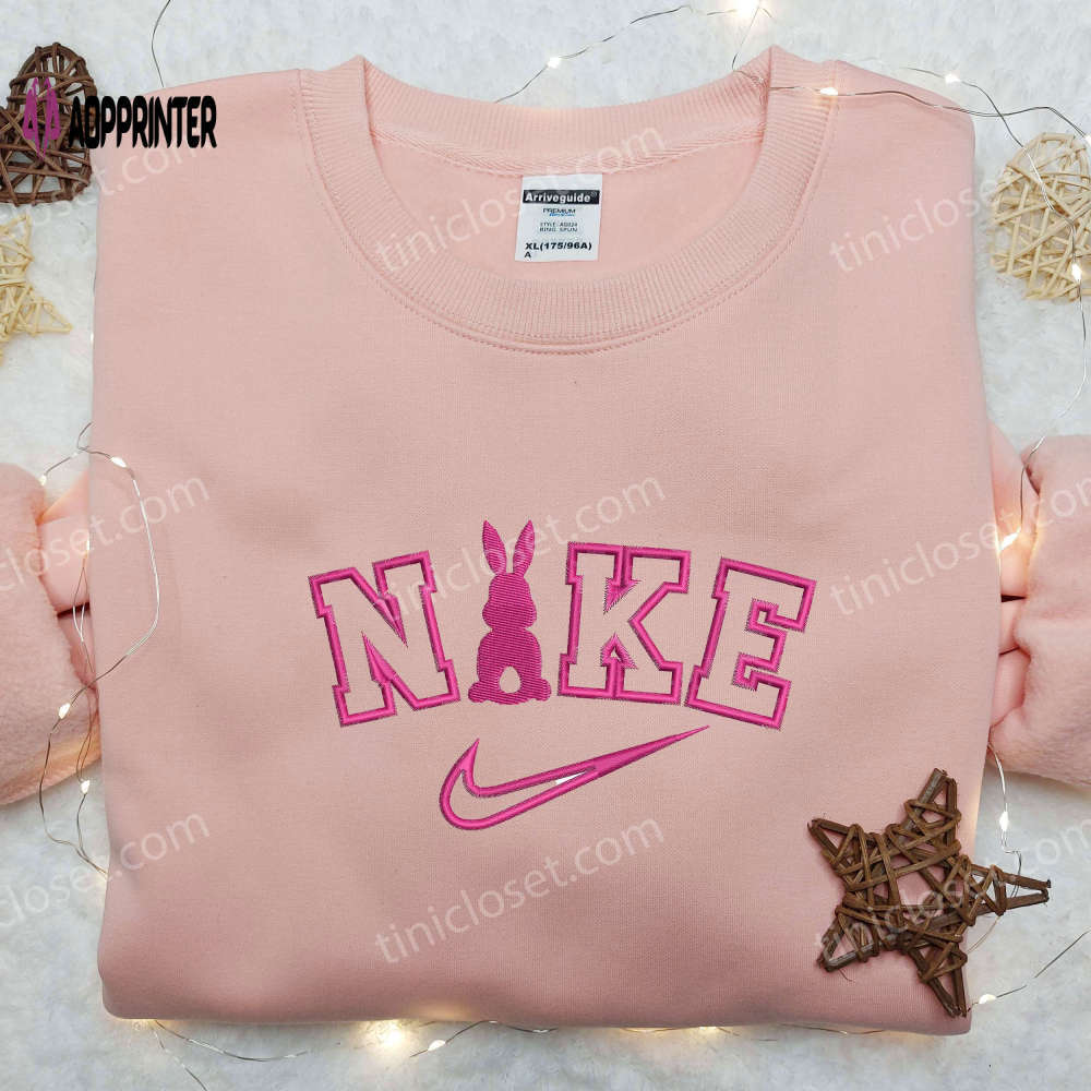Pink bunny x nike embroidered shirt – unique animal design by nike Embroidered Shirt