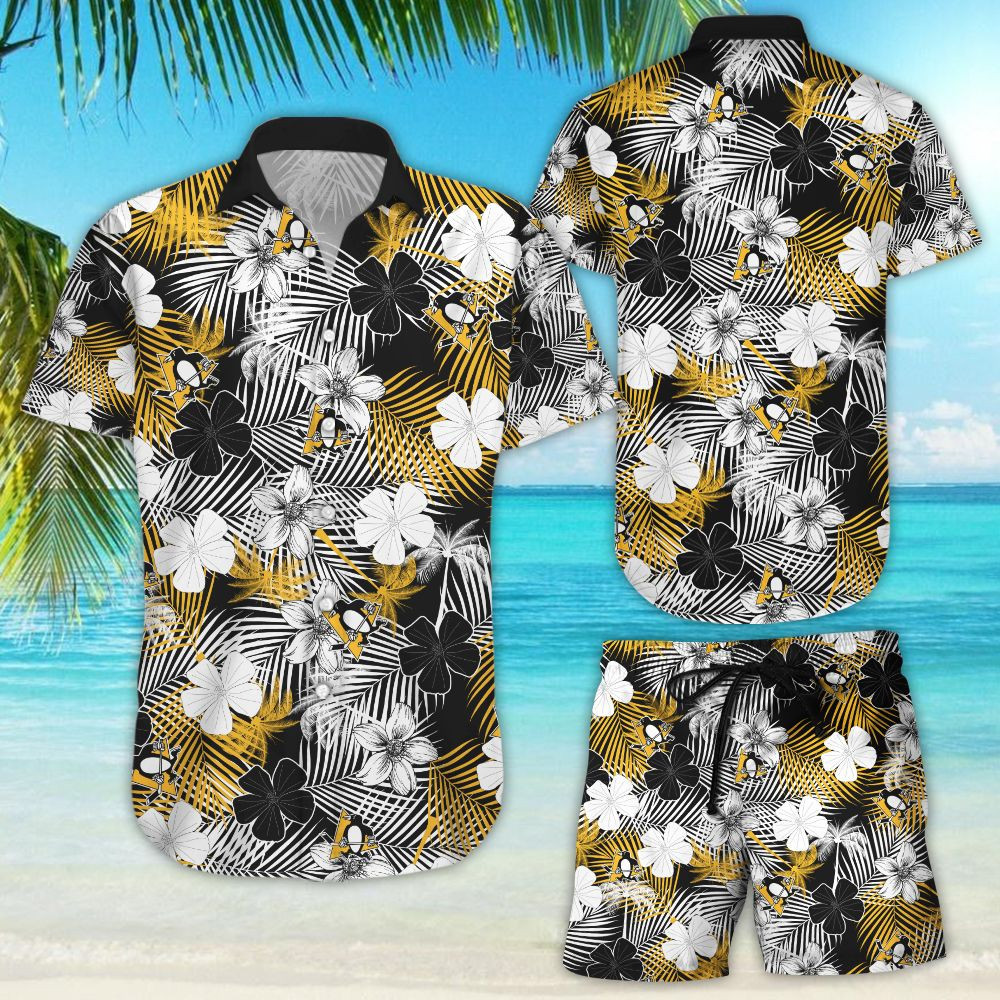 Pittsburgh-penguins hawaii hawaiian beach shirt short sleeve Hawaii Shirt Shorts & Flip Flops