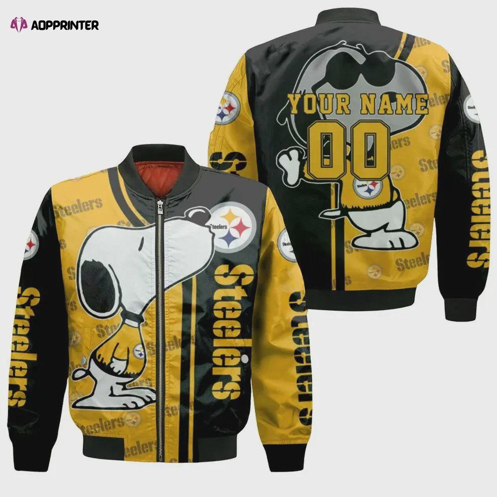Pittsburgh steelers snoopy 3d customized pattern bomber jacket Bomber Jacket