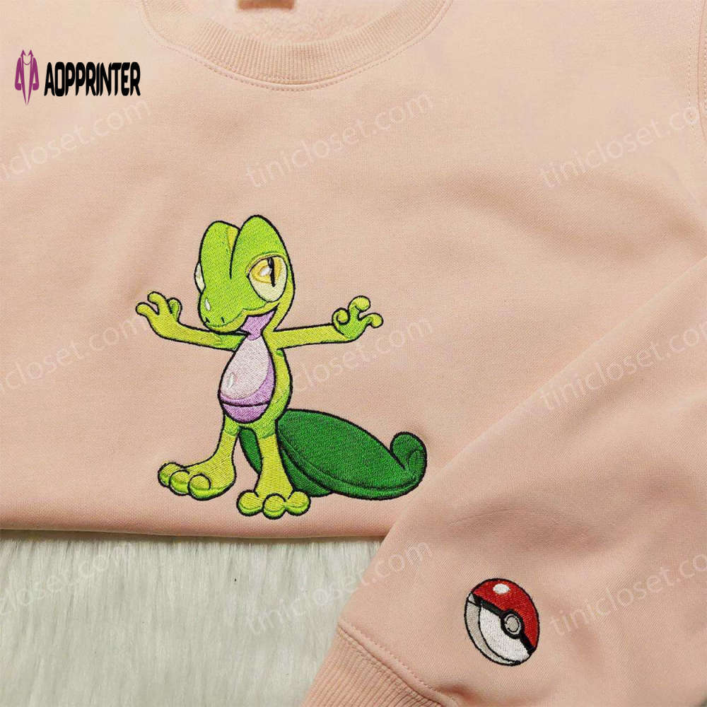 Pokemon treecko embroidered hoodie – anime sweatshirt for fan Embroidered Shirt