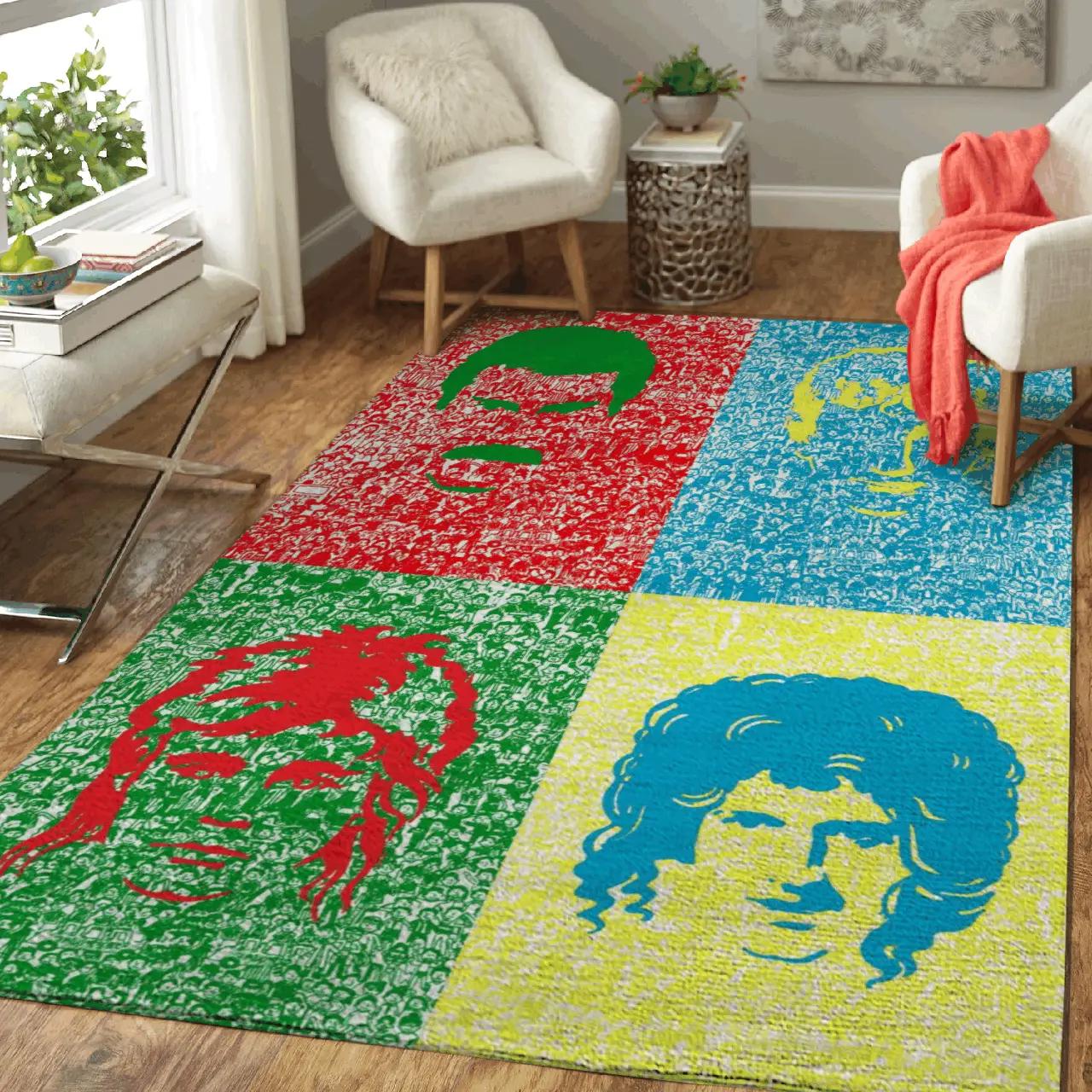 Queen rock band music art area rug area rug living room carpet rug regtangle carpet floor decor home decor Rectangle Rug