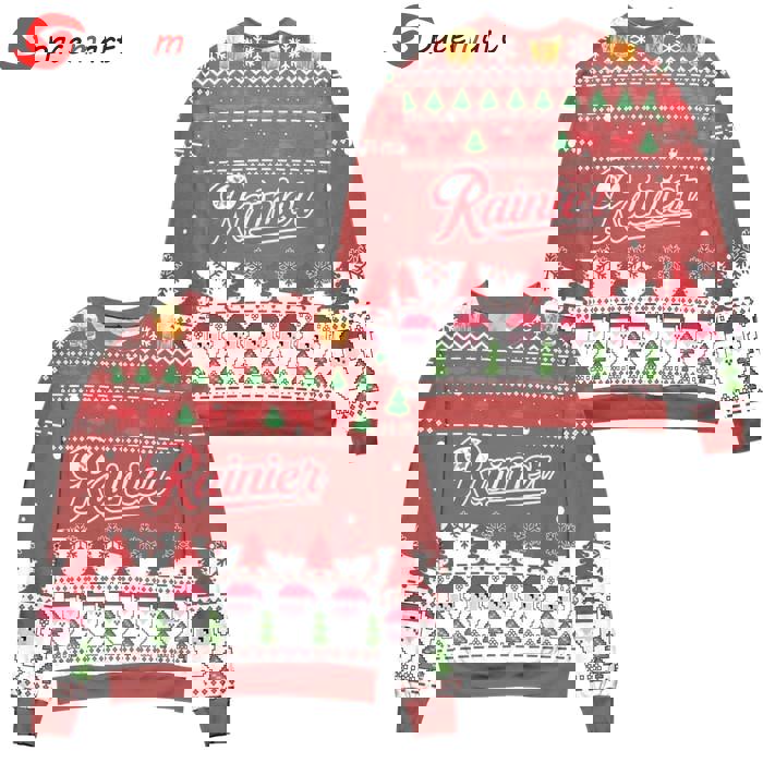 Rainier beer logo santa claus pattern ugly christmas sweater Christmas Ugly Sweater