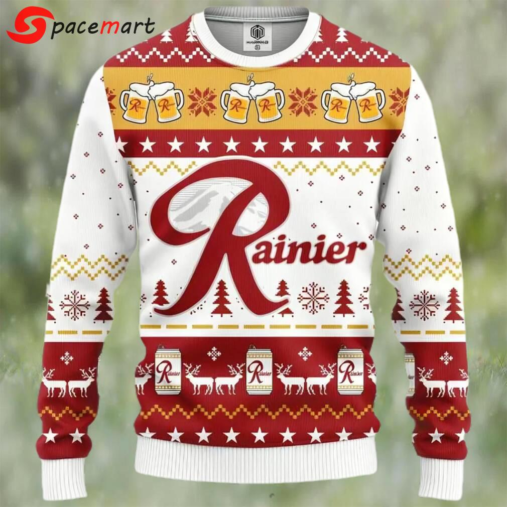 Rainier beer ugly christmas sweater, faux wool sweater, gifts for beer lovers, international beer day, best christmas gifts for 2022 ? prinvity Christmas Ugly Sweater
