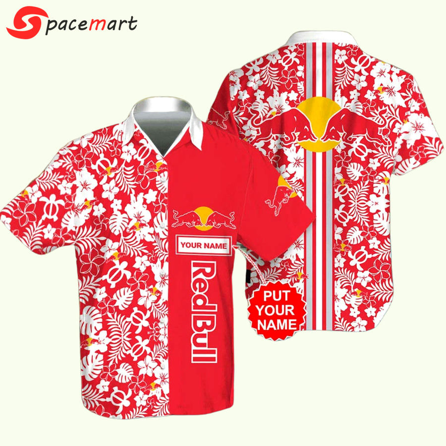 Red bull racing printed summer floral hawaiian shirt Hawaii Shirt Shorts & Flip Flops