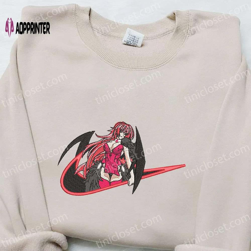 Rias gremory x swoosh anime embroidered shirt high school sweatshirt & custom hoodie Embroidered Shirt
