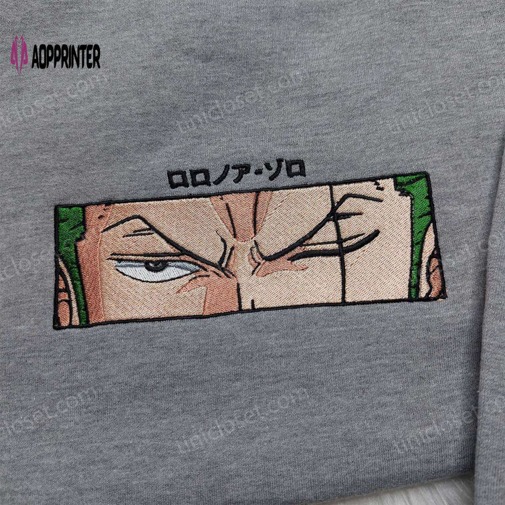 Roronoa zoro one piece embroidered shirt & sweatshirt – perfect anime gifts for fans Embroidered Shirt