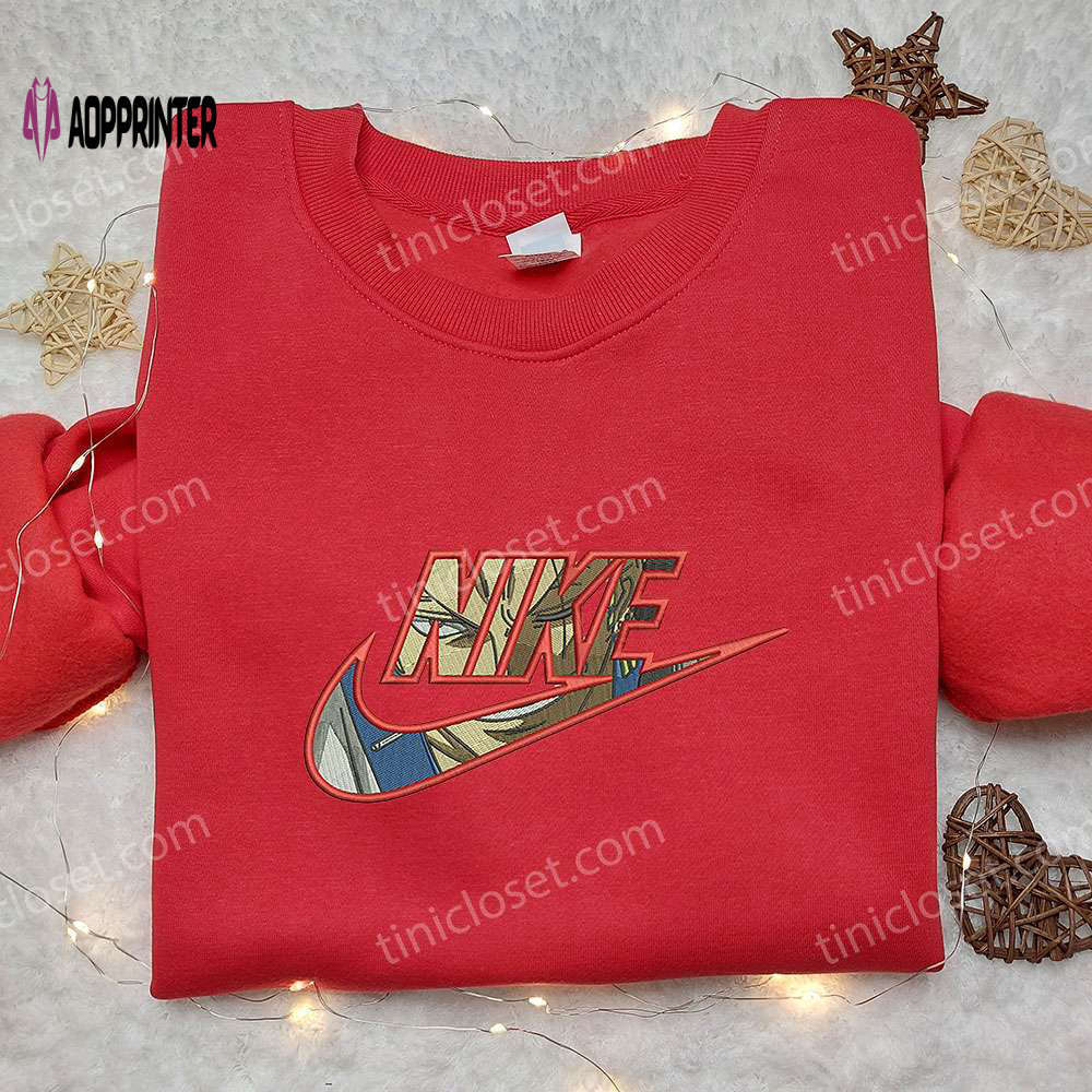 Roronoa zoro x nike embroidered hoodie & one piece shirt: stylish nike inspired embroidery Embroidered Shirt