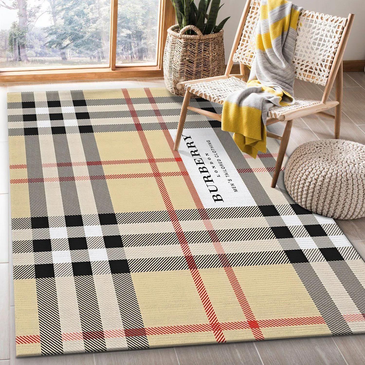 Rugs in living room and bedroom - Burberry hot luxury brand premium area rug carpet living room rug floor mats keep warm in winter Rectangle Rug