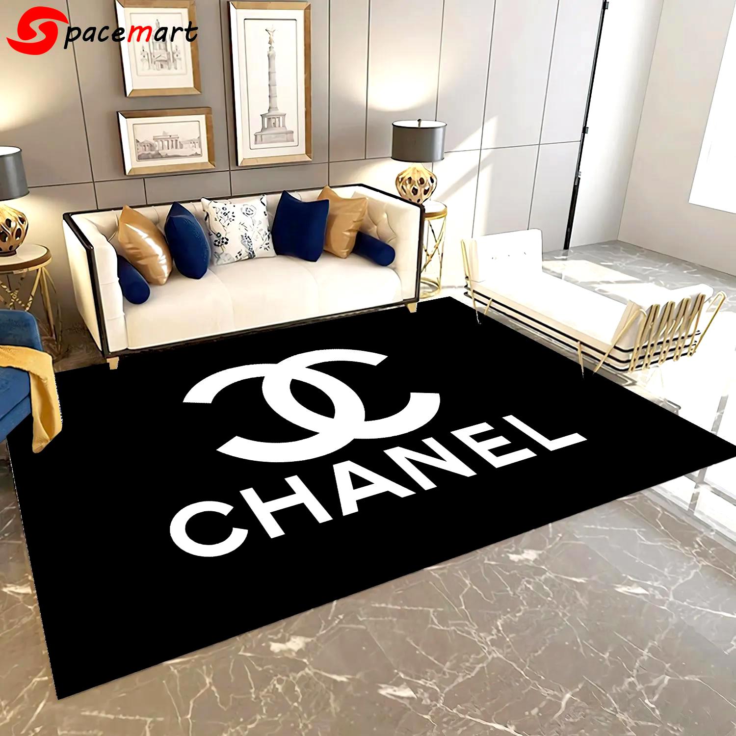 Rugs in living room and bedroom - Chanel inspired rugs black white hypebeast living room carpet small - rugs Rectangle Rug
