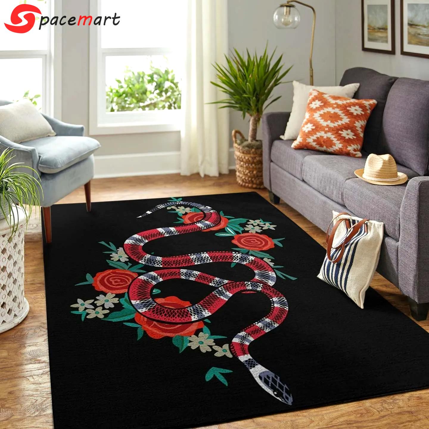 Rugs in living room and bedroom - Gucci snake rose luxury area rug for living room bedroom carpet home decorations mat  type 1 Rectangle Rug