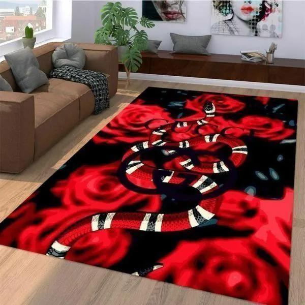 Rugs in living room and bedroom - Gucci snake rose luxury area rug for living room bedroom carpet home decorations mat  type 2 Rectangle Rug