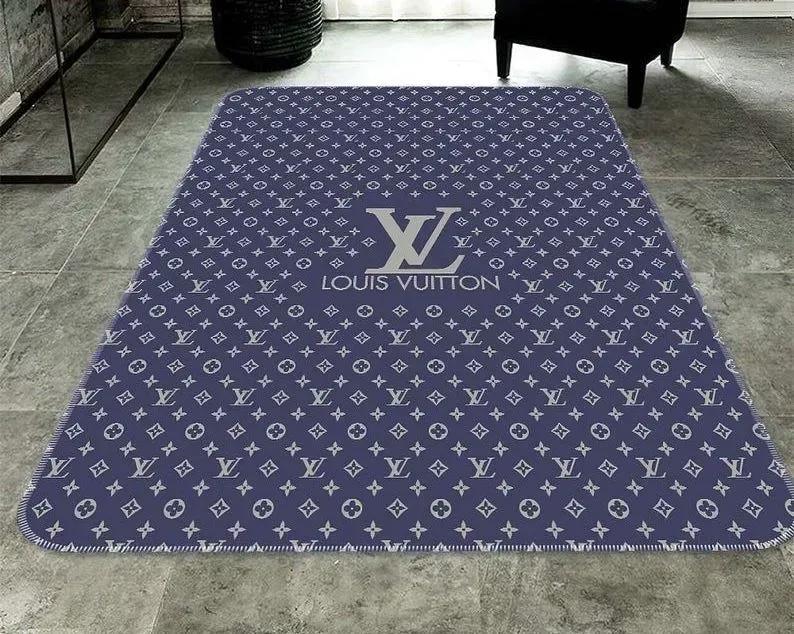 Rugs in living room and bedroom - Louis vuitton navy rug fashion  luxury brand premium rug carpet for living room home decoration Rectangle Rug