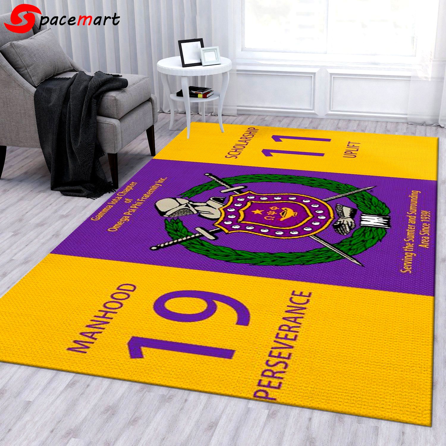 Rugs in living room and bedroom - Omega psi phi fraternity area rug living room rug floor decor home decor - rugs Rectangle Rug