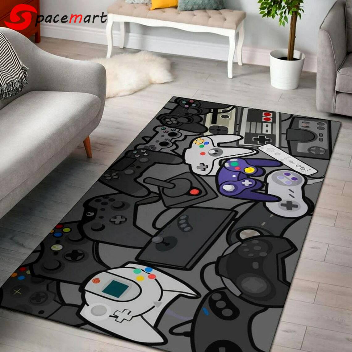 Rugs in living room and bedroom game zone area rug- game room carpet- video game- game zone- gamer gift Rectangle Rug