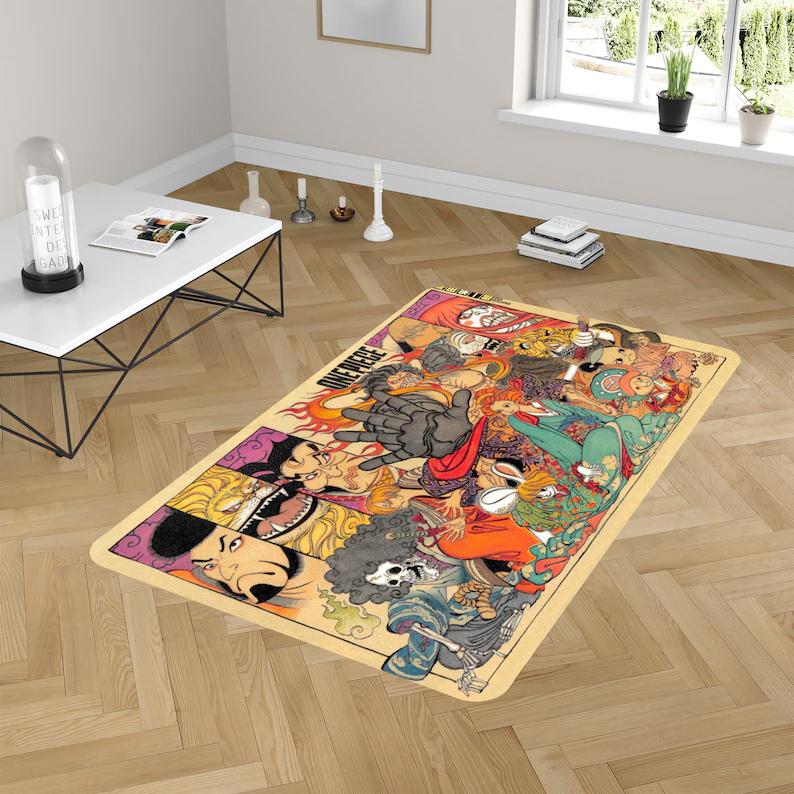 Rugs in living room and bedroom one piece rug - anime one piece rug - anime rug- one piece rug- kids bedroom rug- one piece fan gift- childrens rug- one piece movie rug Rectangle Rug