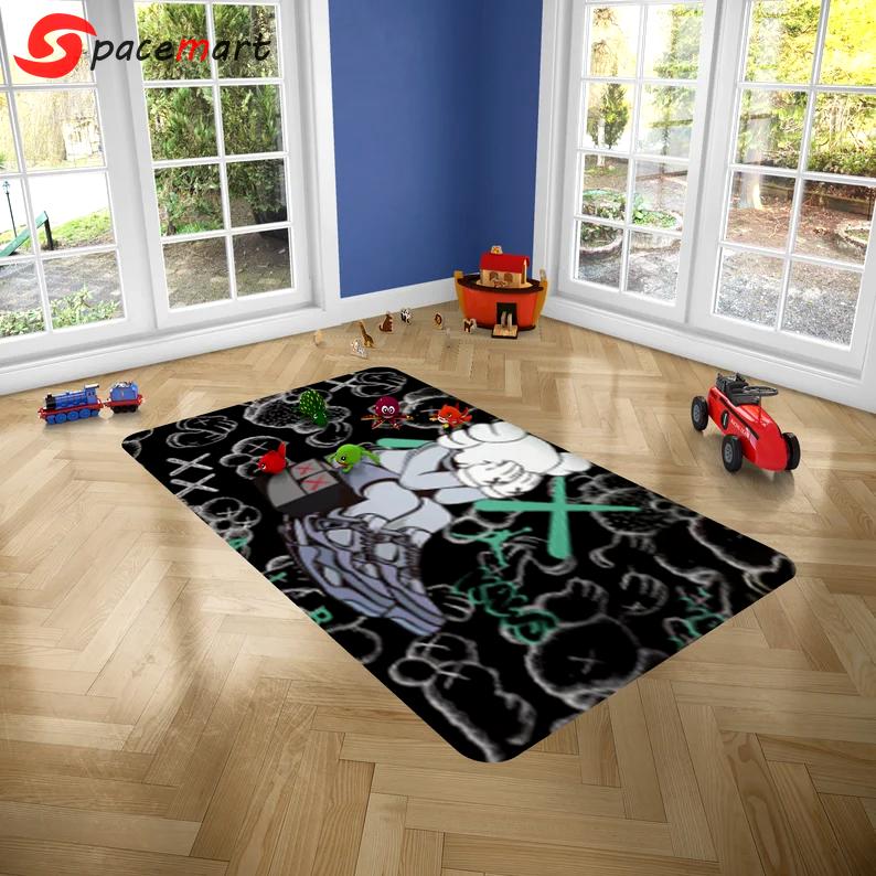 Rugs in living room and bedroom sit wu lian kaw rug - sneaker kaw rug - modern rug- street style decor- hypebeast rug- street fashion rug- boy room rug- kaw bed room rug Rectangle Rug
