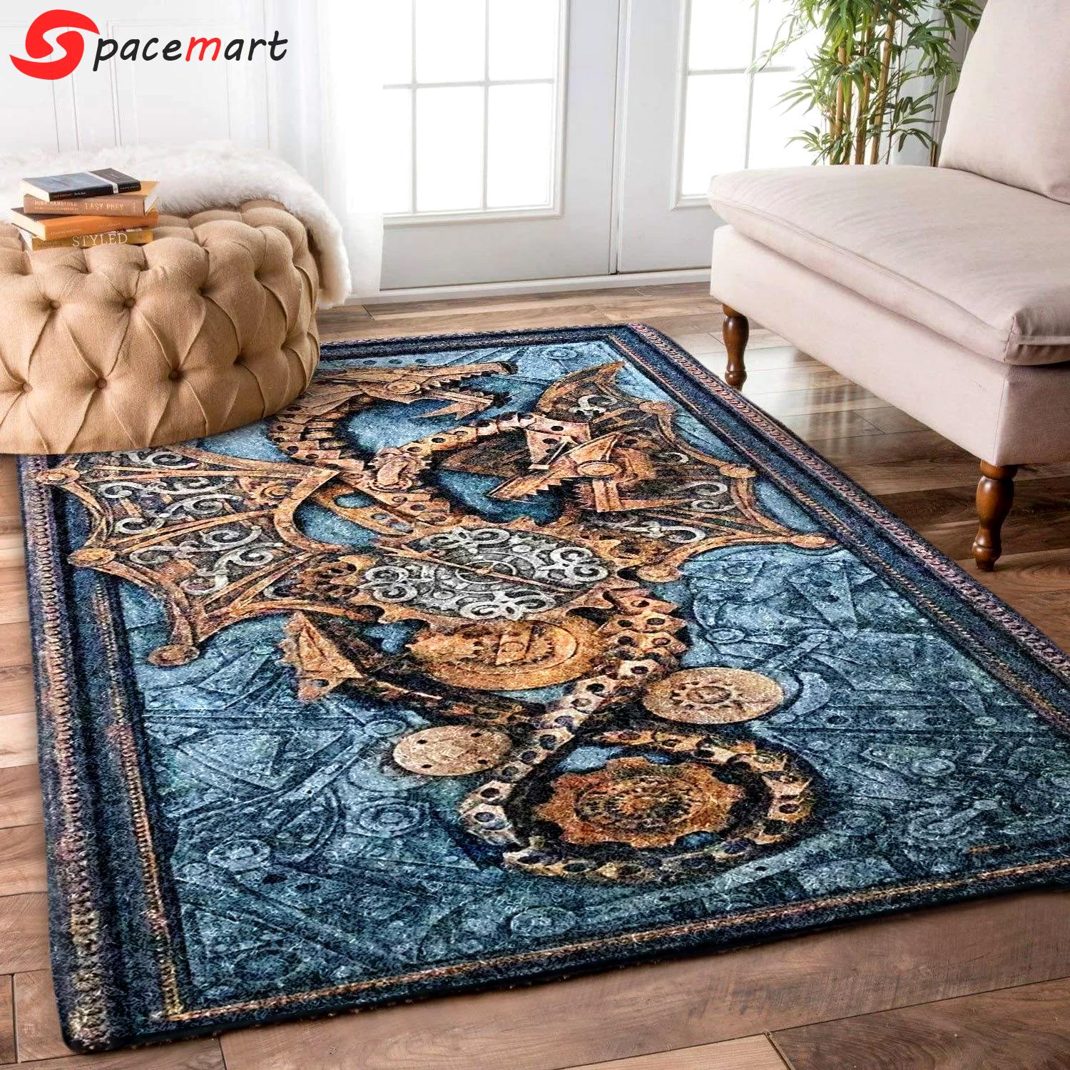 Rugs in living room and bedroom steampunk dragon rug Rectangle Rug