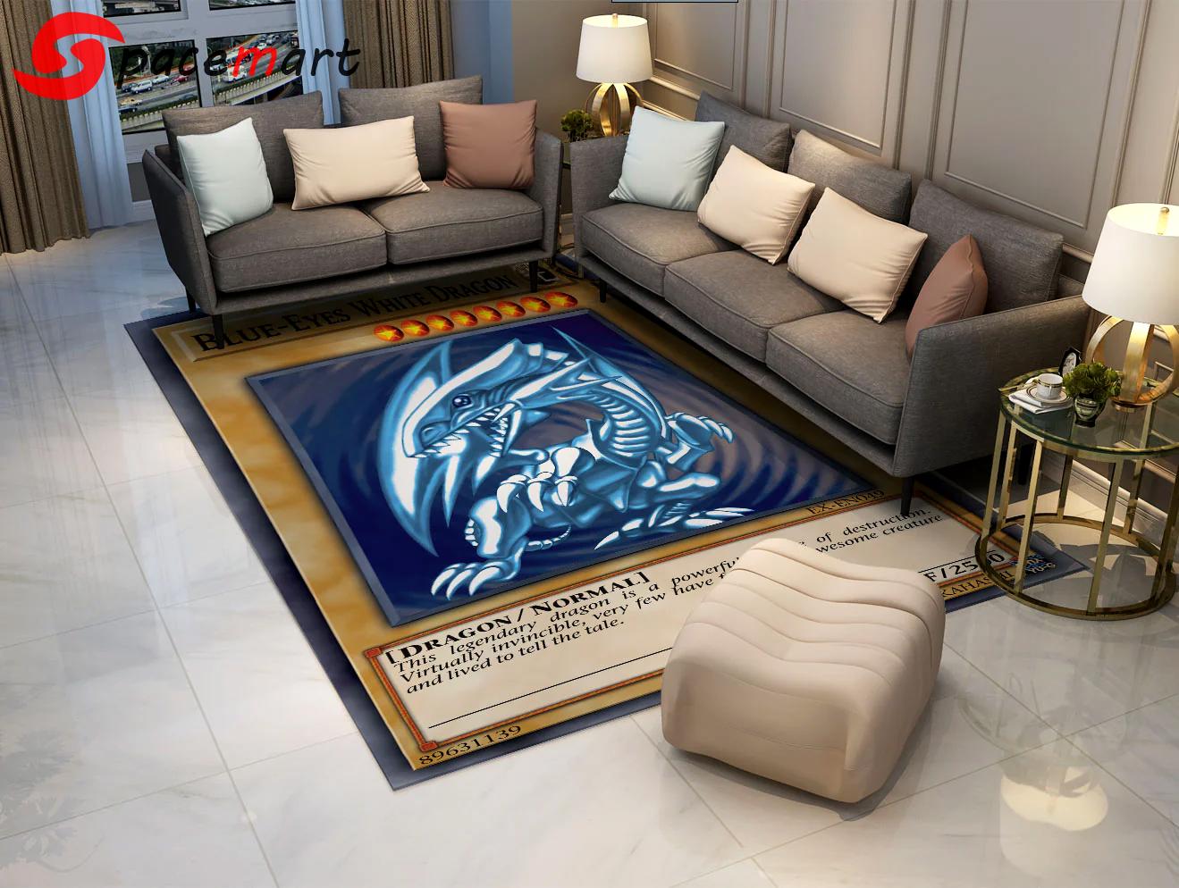 Rugs in living room and bedroom white dragon blue eyes white manga rug Rectangle Rug