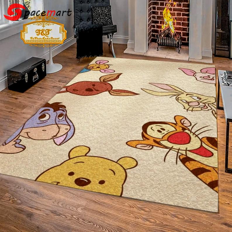 Rugs in living room and bedroom winnie the pooh with friends rug - winnie pooh cartoon rug - winnie the pooh carpet- christmas gift- kids room rug- baby gift- nursery rug Rectangle Rug