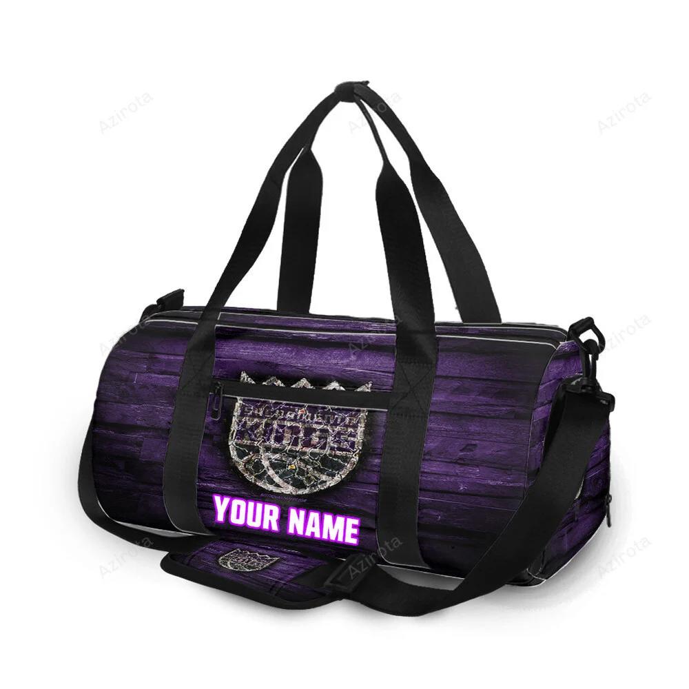 Sacramento kings emblem wood2 personalized name travel bag gym bag 2307 Travel Bag