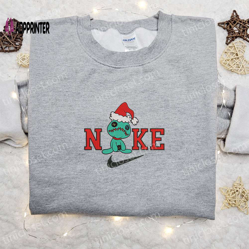 Scrump christmas hat x nike embroidered sweatshirt: cartoon christmas shirt best gift ideas Embroidered Shirt