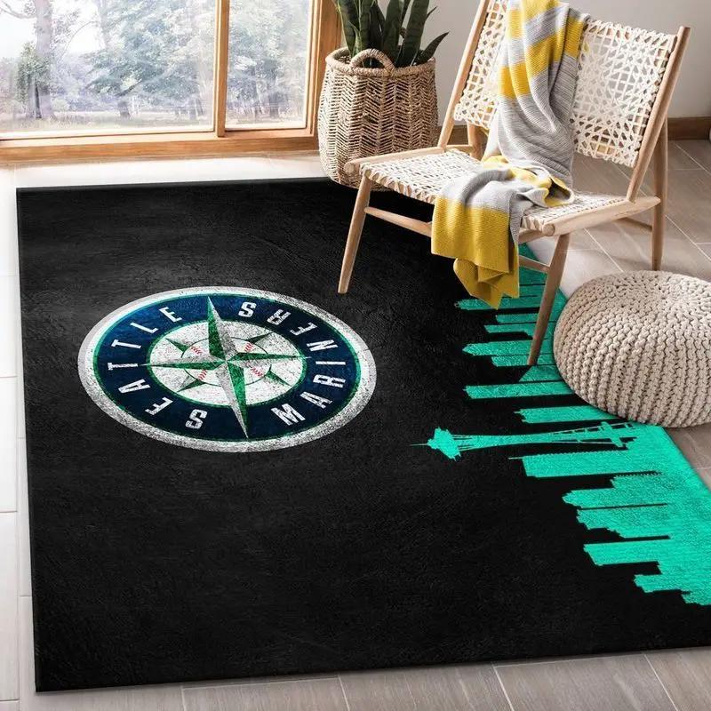 Seattle mariners area rug mlb baseball team logo living room rugs home decor 4 Rectangle Rug
