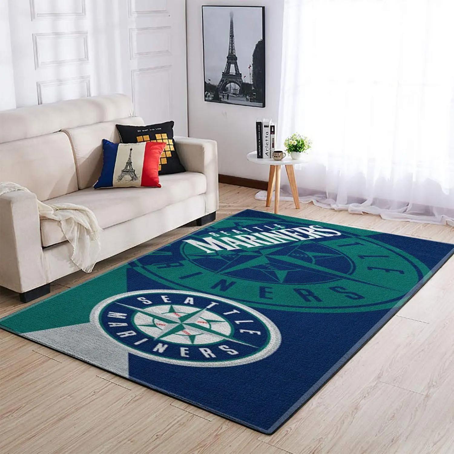 Seattle marines area rugs mlb baseball team logo carpet living room floor home decor rug regtangle carpet floor decor home decor Rectangle Rug