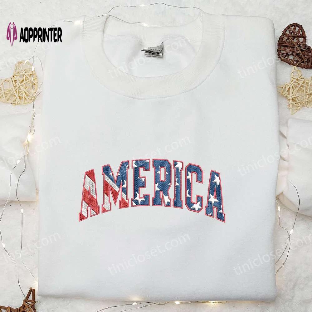 Show your patriotism with america embroidered shirt – perfect national day gift! Embroidered Shirt