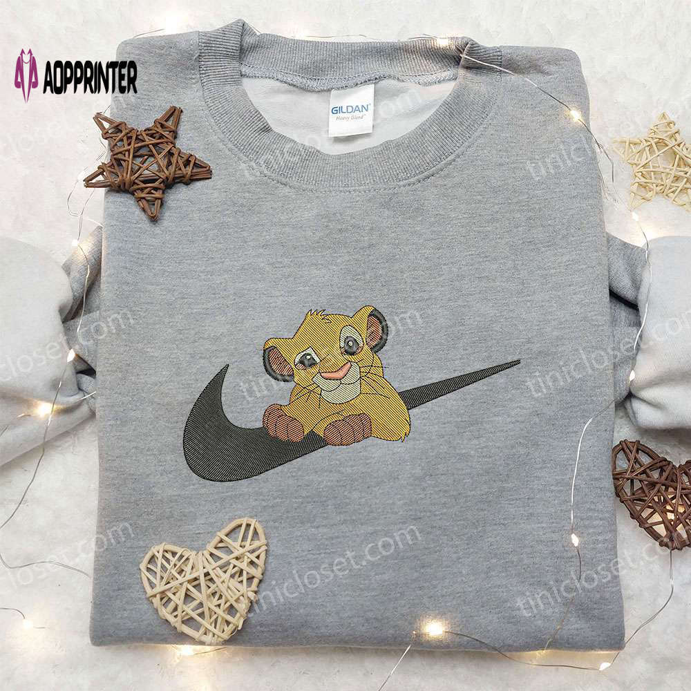 Simba x nike swoosh embroidered sweatshirt: disney lion king inspired shirt Embroidered Shirt