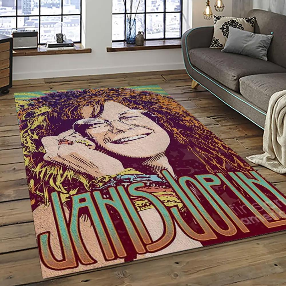 Singer janis joplin music carpet rectangle area rug for living room bedroom decor jj20 Rectangle Rug