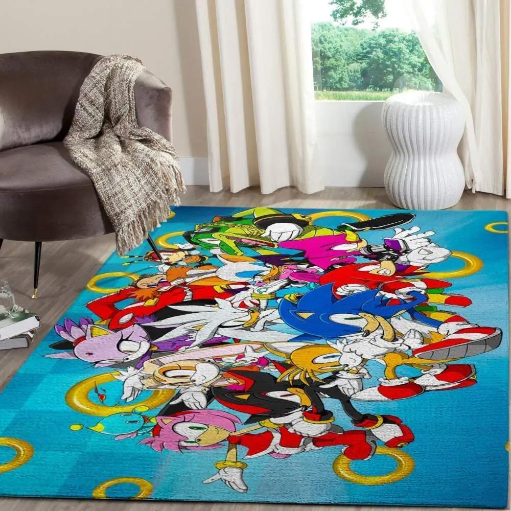 Sonic the hedgehog area rug gaming carpet gamer living room rugs rug regtangle carpet floor decor home decor v998 Rectangle Rug