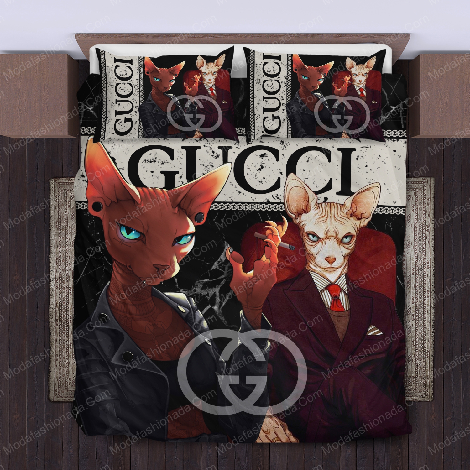 Sphynx cat gucci logo type 2290 Bedding Sets luxury ideas bed linen hyperbeast Bedroom sheets bedspread premium fashion brand bedclothes blankets home decor duvet covers