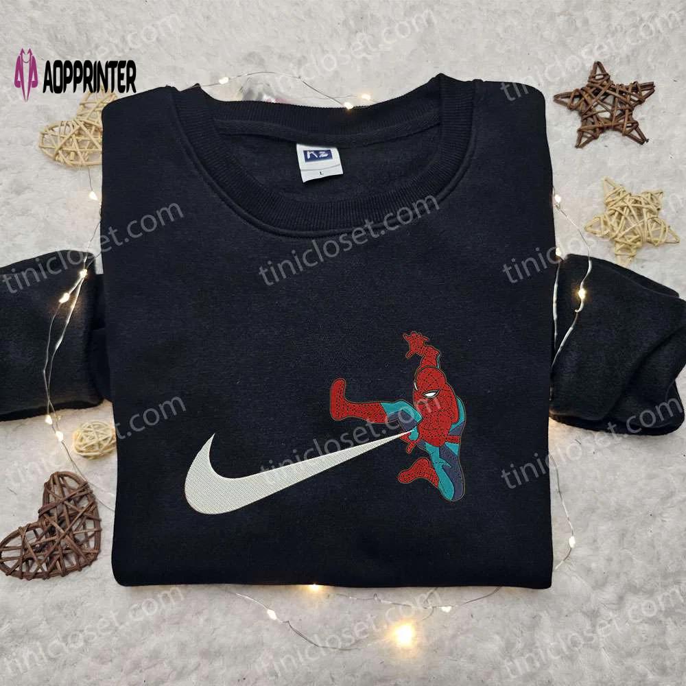 Spider-man x swoosh movie embroidered shirt – marvel comics best gift for family Embroidered Shirt