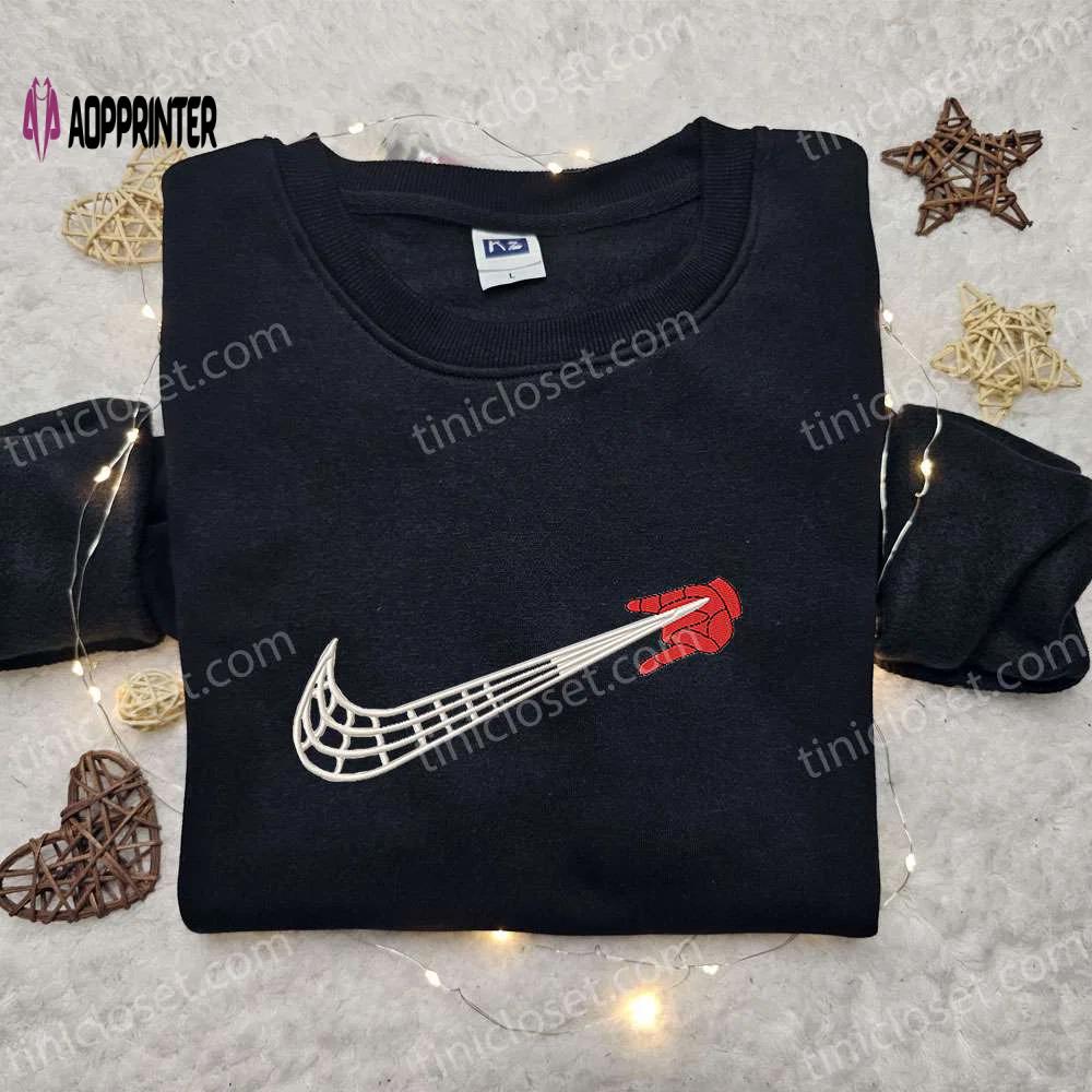 Spider-man x swoosh movie embroidered sweatshirt: marvel comics hoodie – best birthday gift ideas Embroidered Shirt