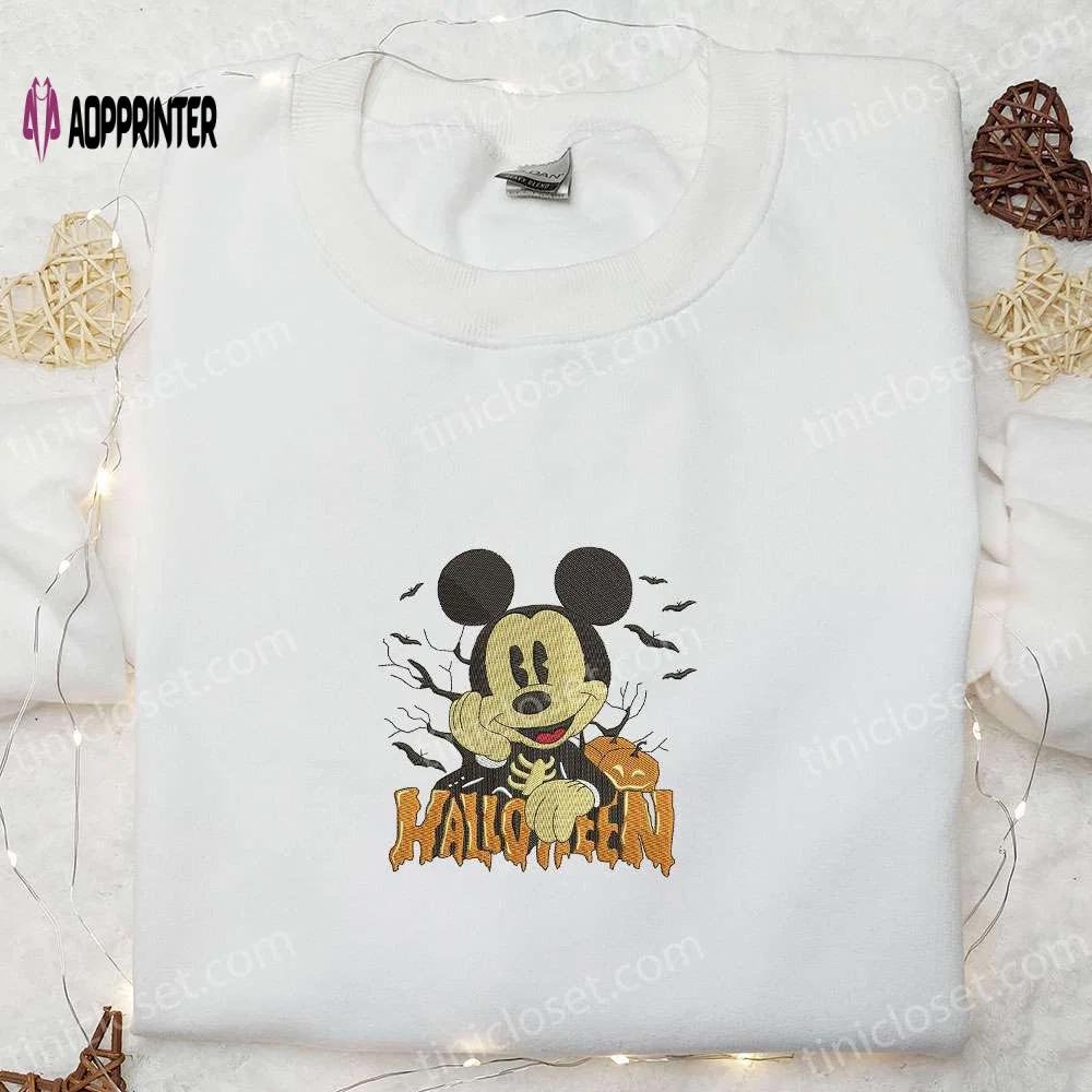 Spook-tacular halloween mickey embroidered hoodie: disney sweatshirt & adorable shirt Embroidered Shirt