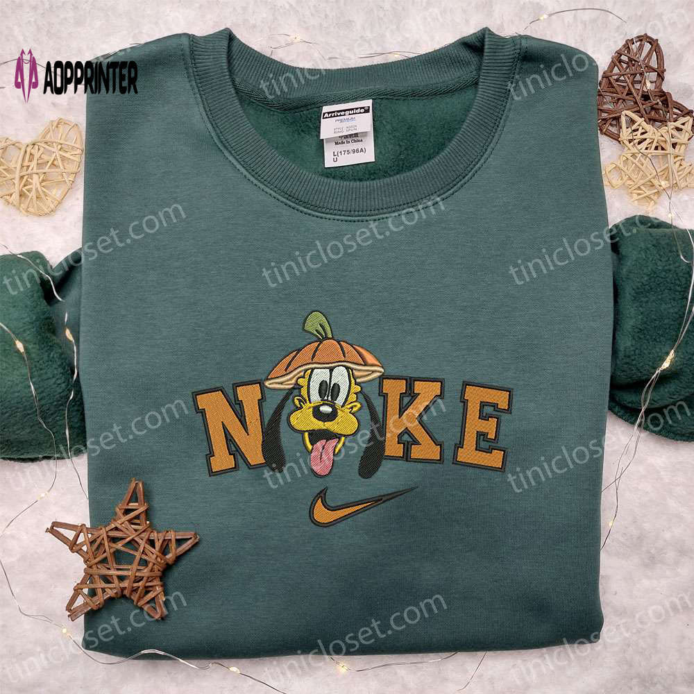 Spooktacular nike x pluto halloween pumpkin hoodie t-shirt & sweatshirt – embroidered delight! Embroidered Shirt