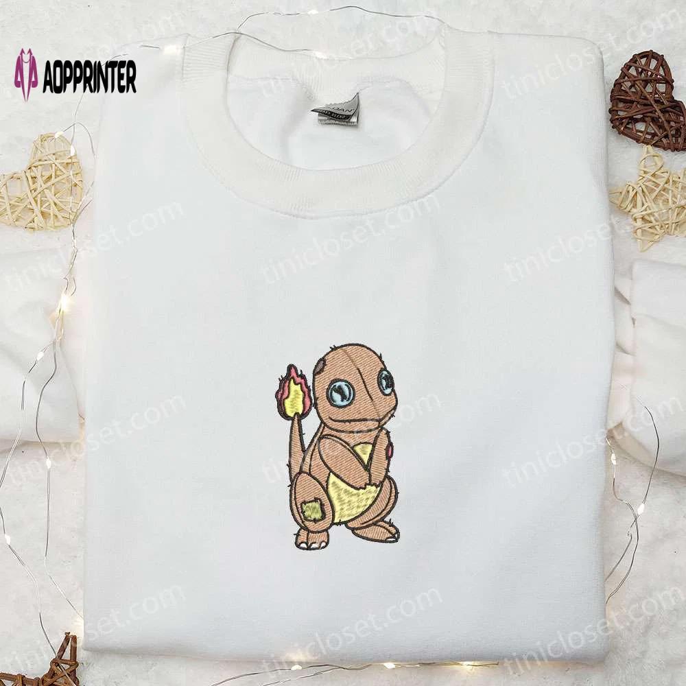Spooky charmander pokemon embroidered shirt – perfect for halloween! Embroidered Shirt