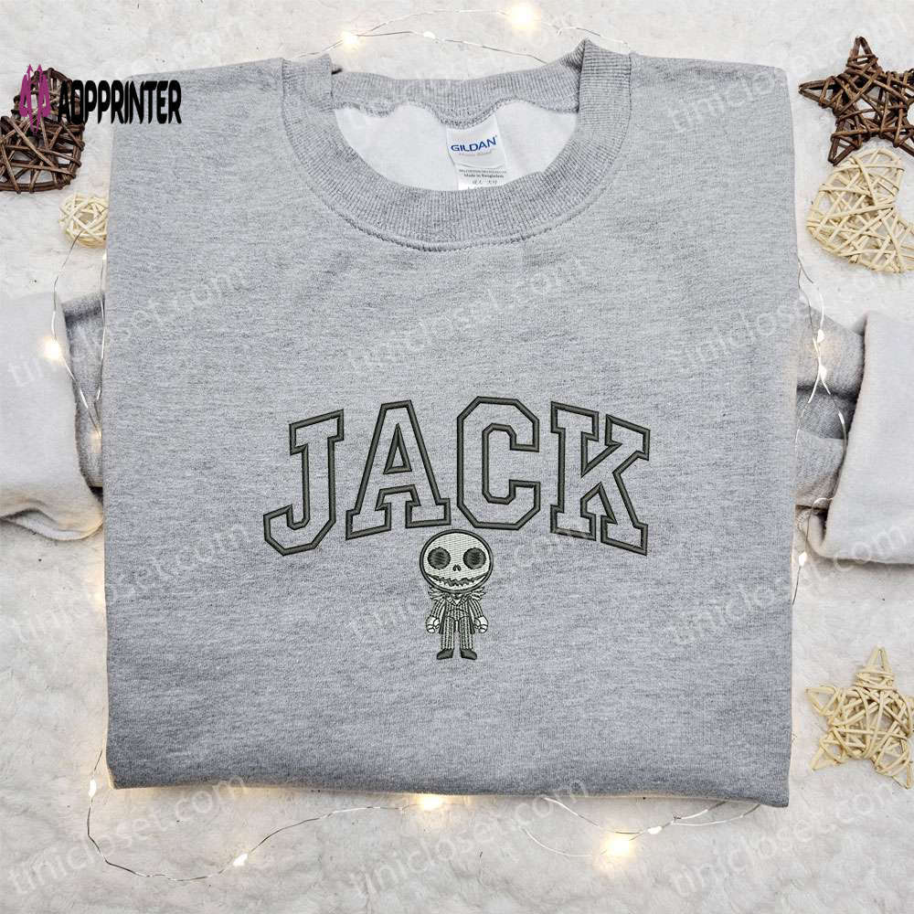 Spooky jack skellington embroidered hoodie & horror movie characters shirt: best halloween gift ideas Embroidered Shirt